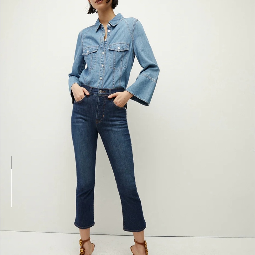 Veronica Beard Carly Kick Crop Bright Blue